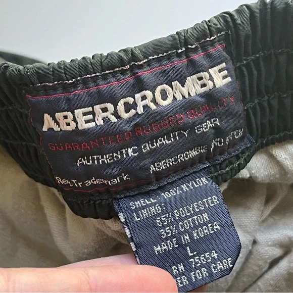 Vintage Abercrombie Snap Button Tearaway Nylon Pants Indian Y2K Baggy Green L - Picture 9 of 11